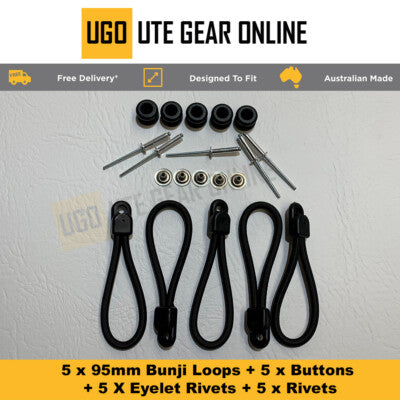 Bunji Loop (95mm) Fitting Kit- 5 Pack - Bungee loops for Ute/Marine applications