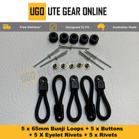 Bunji Loop (65mm) Fitting Kit- 5 Pack - Bungee loops for Ute/Marine applications